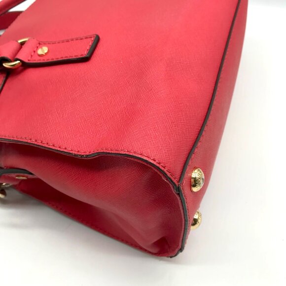 Michael Kors Red Saffiano Leather Hamilton Convertible Satchel - Picture 9 of 10